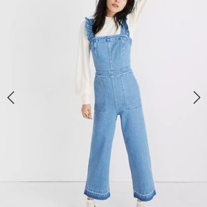 Denim Ruffle-Strap Jumpsuit